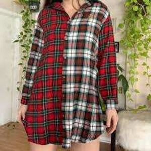 Lauren Ralph Lauren Womens Size Medium Shirt Red Plaid Flannel Pajama Nightgown